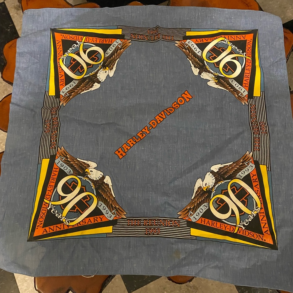 Vintage 1993 Harley Davidson Handkerchief Bandana 90th Anniversary